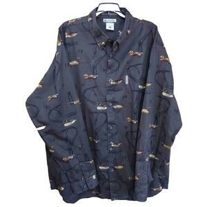 Columbia River Lodge Shirt Duck Pattern Size 2XT (TALL) Button Front L/S